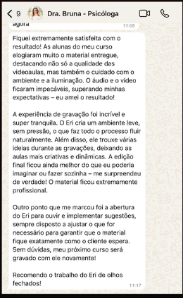 Depoimento da Dra. Bruna, psicóloga
